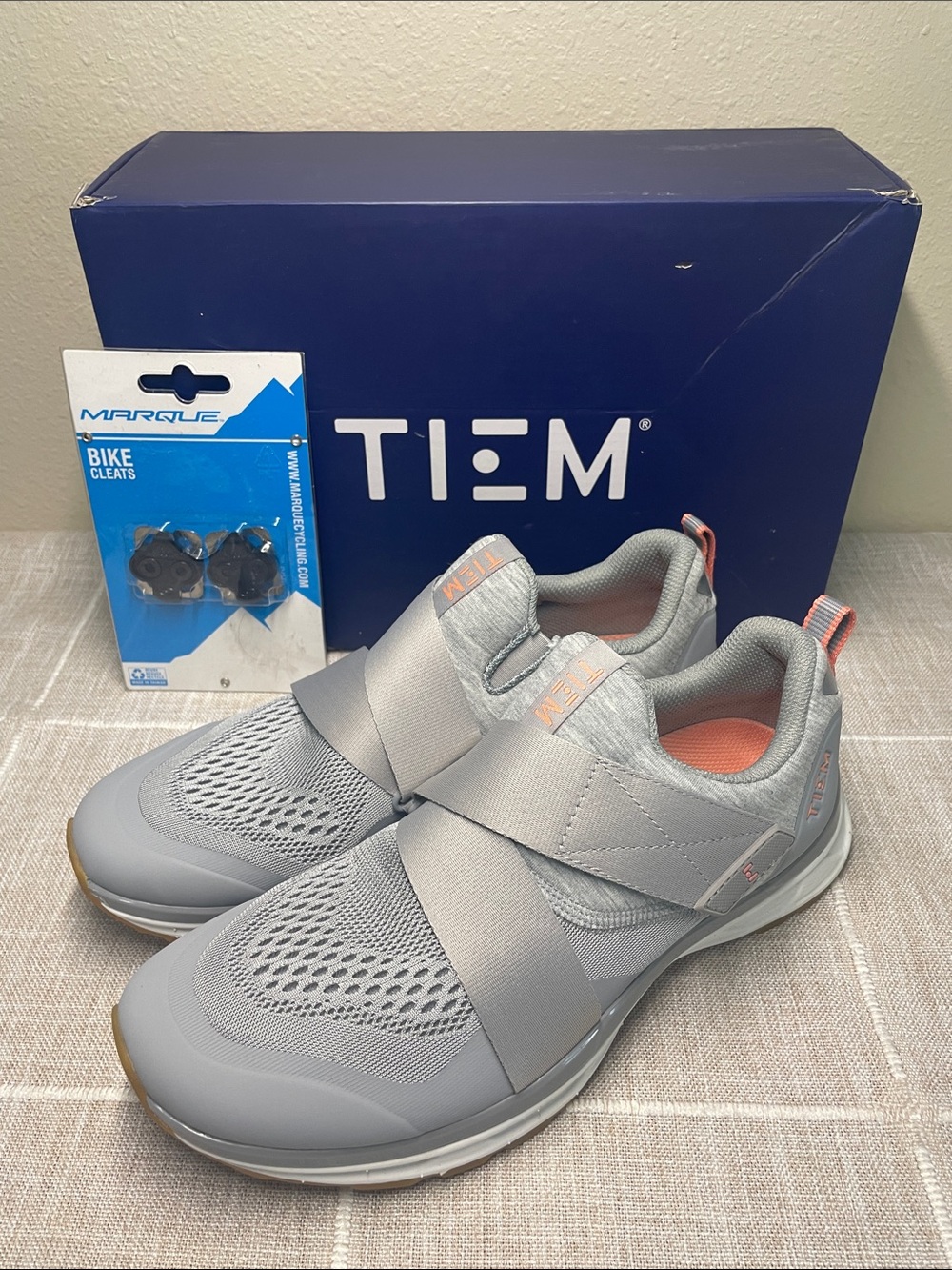 TIEM Size 9 Lunar Gray Slipstream Indoor Cycling Shoes Bike Cleats